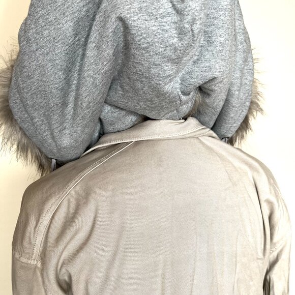 Marrakech Beige Faux Fur Lined Hood Jacket Size XS Brown Utility Cargo Packable - Picture 10 of 16